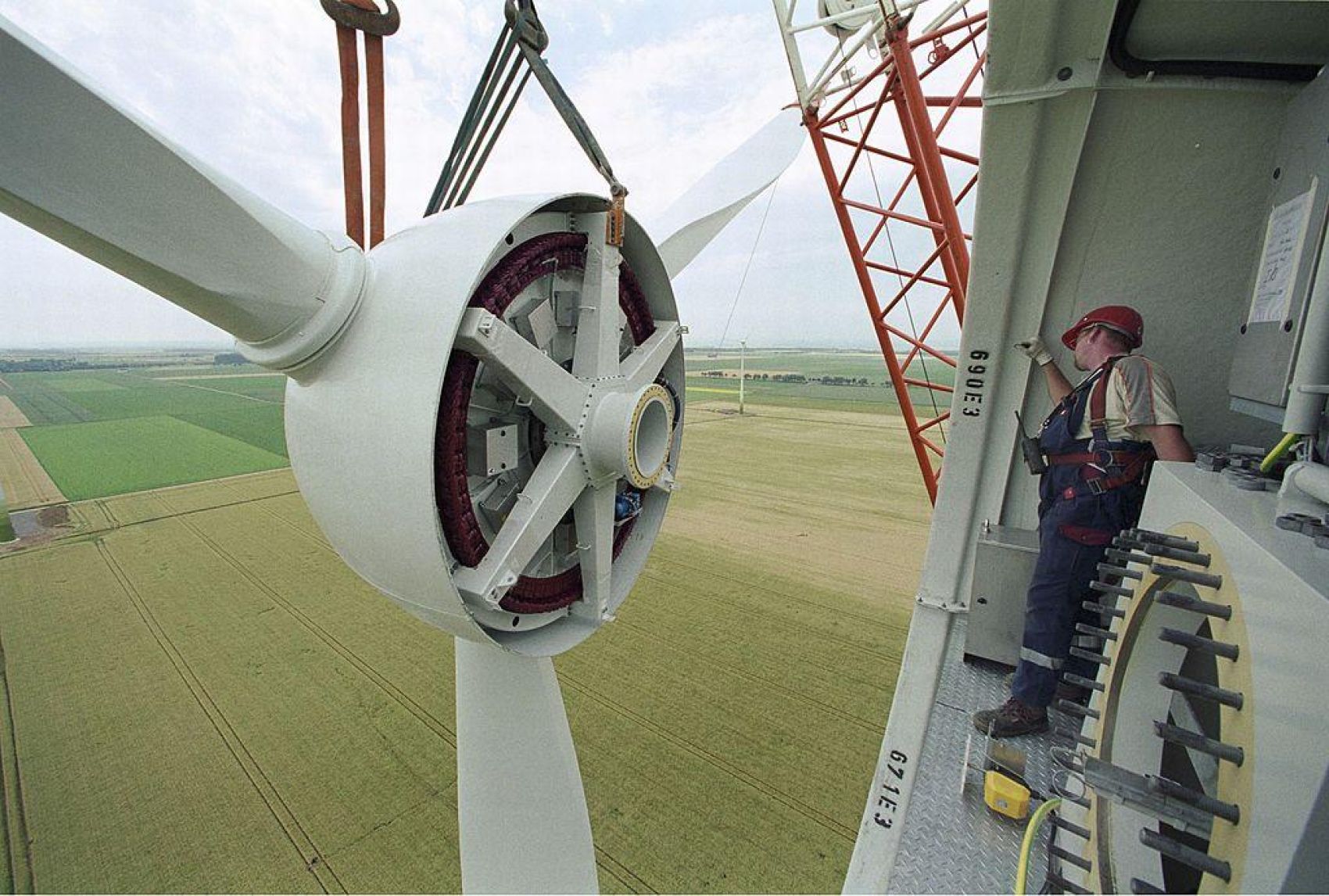 Wind turbine assembled in the air Getty Images 150784562